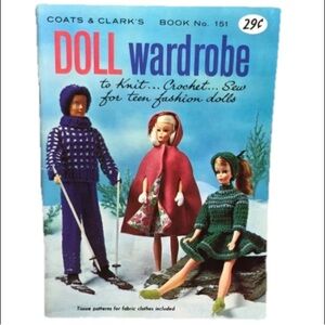 Vintage Doll Wardrobe Clothing Pattern Booklet Coats & Clark 1964